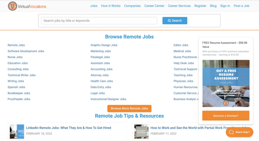 virtual vocations job board